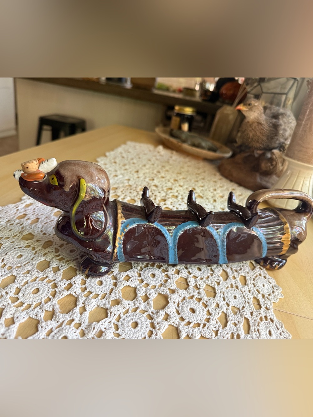 1950s artmark Japan Ceramic dachshund decanter